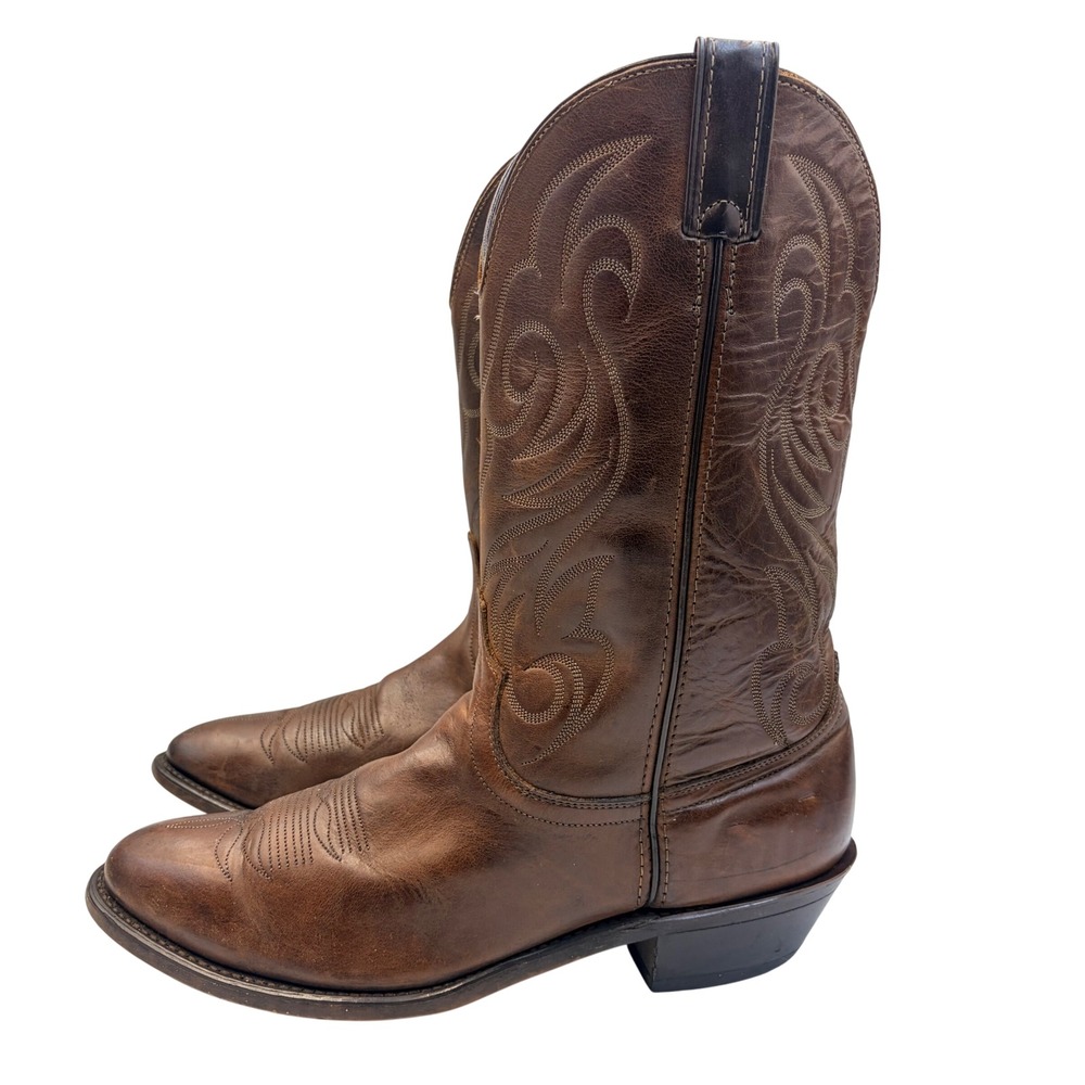 Vintage Brown Leather Western Cowboy Boots Mens 10 EE Wide USA Country Heritage